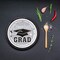 25 Count Silver Congrats Grad Paper Dessert Plates Graduation Party Supplies 7 1/4"